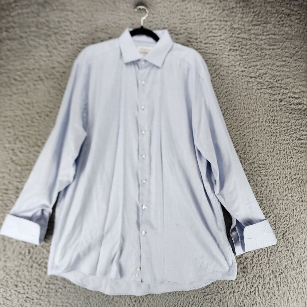 Collection By Michael Strahan Shirt Mens 17.5 Blue Long Sleeve Button Up NWOT